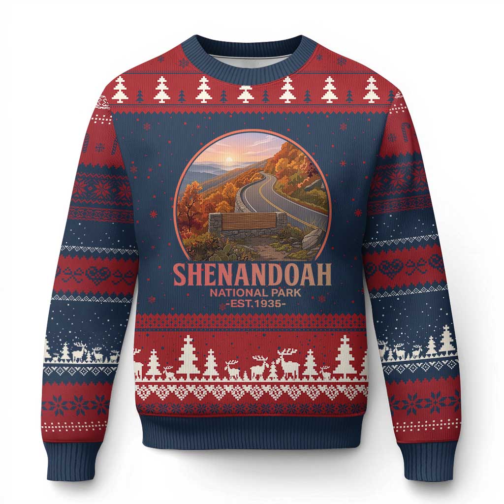 Shenandoah National Park Ugly Christmas Sweater Vintage Virginia Mountain Landscape