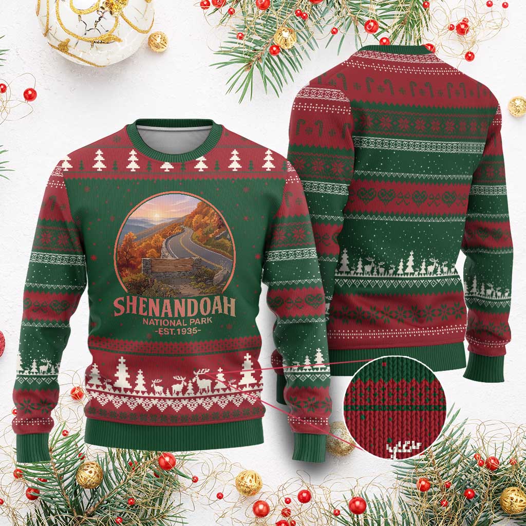 Shenandoah National Park Ugly Christmas Sweater Vintage Virginia Mountain Landscape