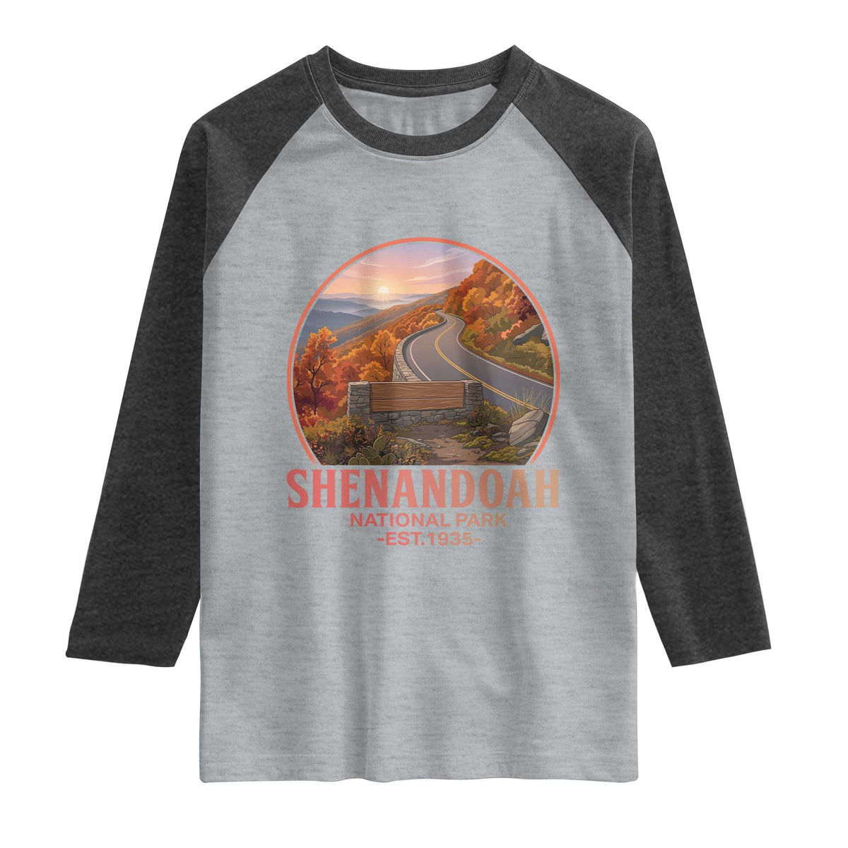 Shenandoah National Park Raglan Shirt Vintage Virginia Mountain Landscape