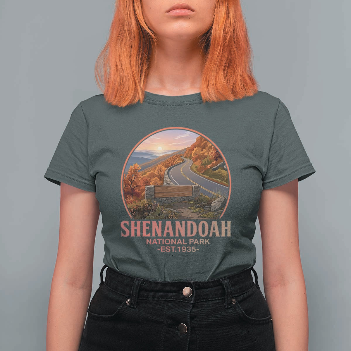 Shenandoah National Park T Shirt For Women Vintage Virginia Mountain Landscape