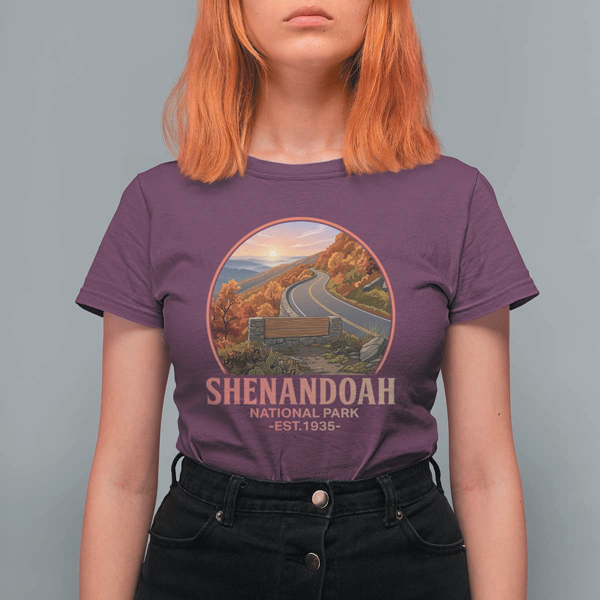 Shenandoah National Park T Shirt For Women Vintage Virginia Mountain Landscape