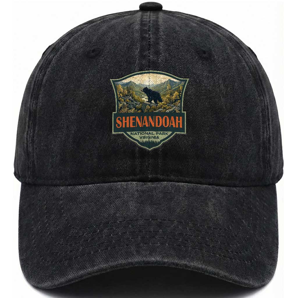 Shenandoah National Park Washed Cotton Baseball Cap Virginia Black Bear Mountain