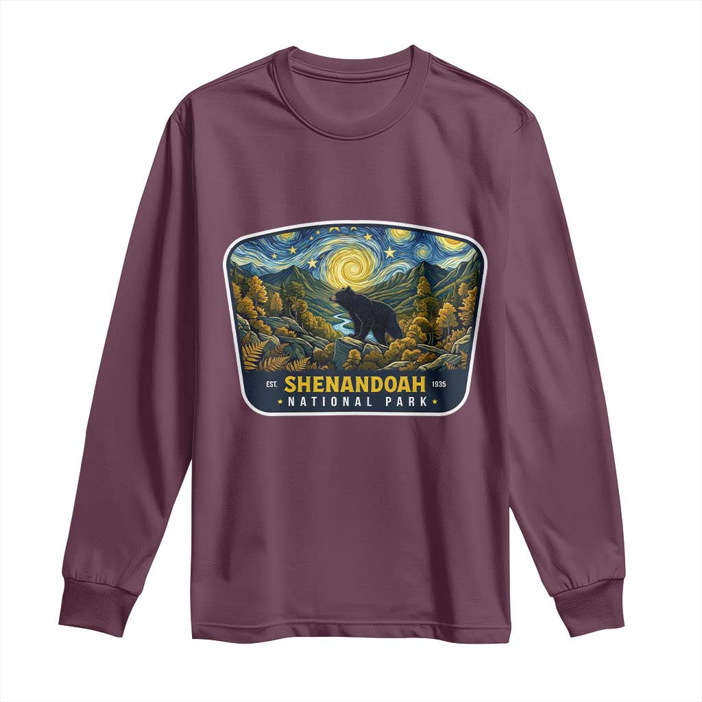 Shenandoah National Park Long Sleeve Shirt Starry Night Virginia Bear Mountain