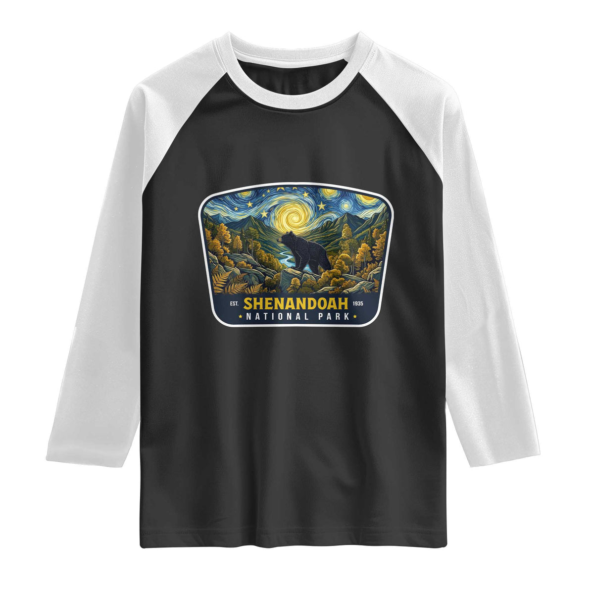 Shenandoah National Park Raglan Shirt Starry Night Virginia Bear Mountain
