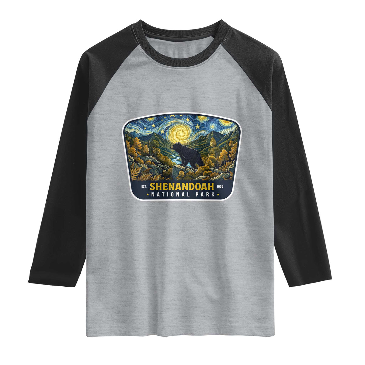 Shenandoah National Park Raglan Shirt Starry Night Virginia Bear Mountain