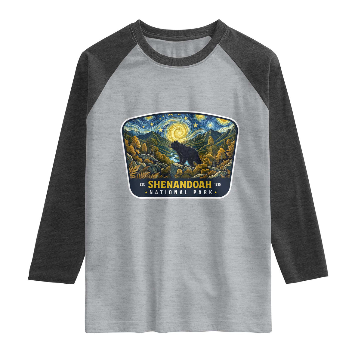 Shenandoah National Park Raglan Shirt Starry Night Virginia Bear Mountain