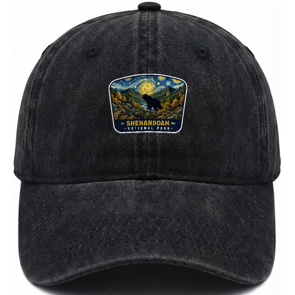 Shenandoah National Park Washed Cotton Baseball Cap Starry Night Virginia Bear Mountain