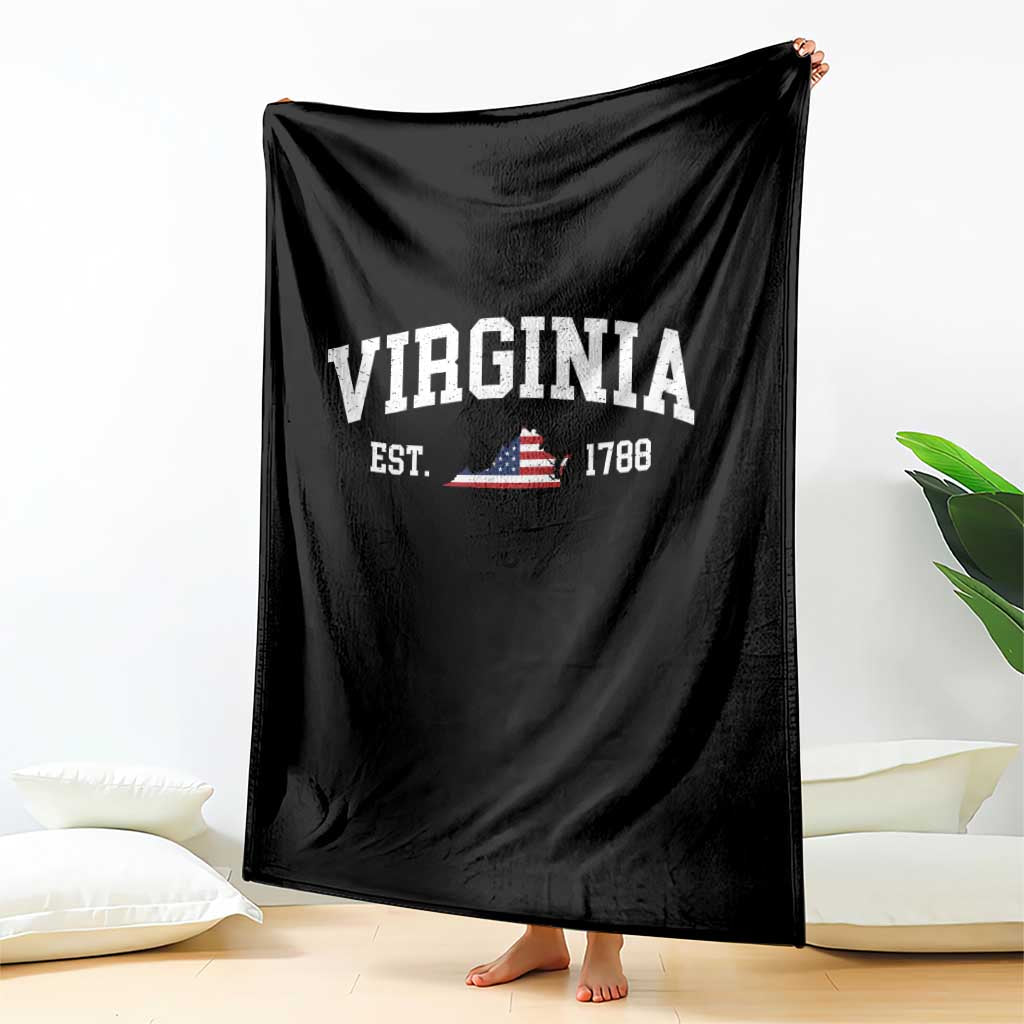 Virginia American Flag Map Throw Blanket State Travel Souvenir