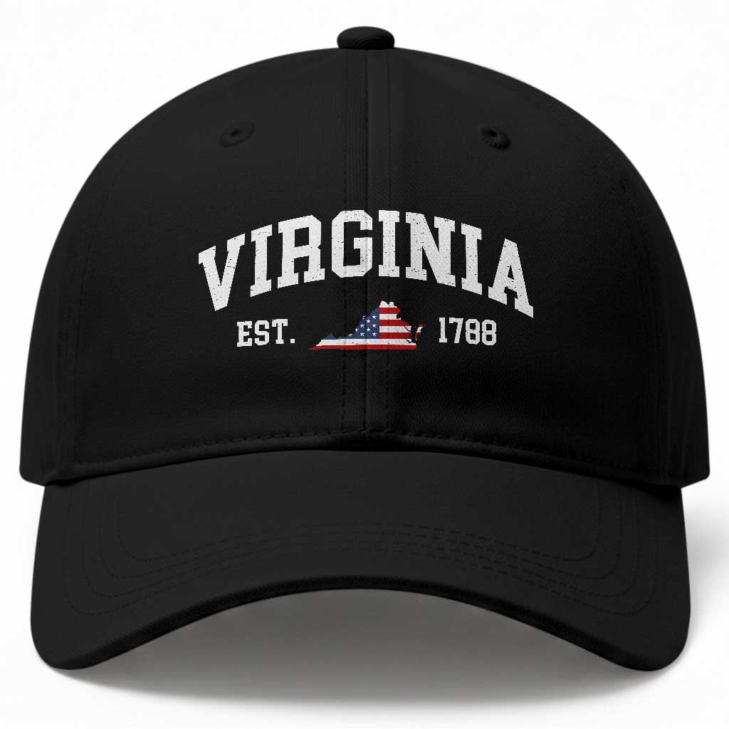 Virginia American Flag Map Baseball Cap State Travel Souvenir