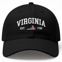 Virginia American Flag Map Baseball Cap State Travel Souvenir