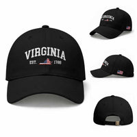 Virginia American Flag Map Baseball Cap State Travel Souvenir