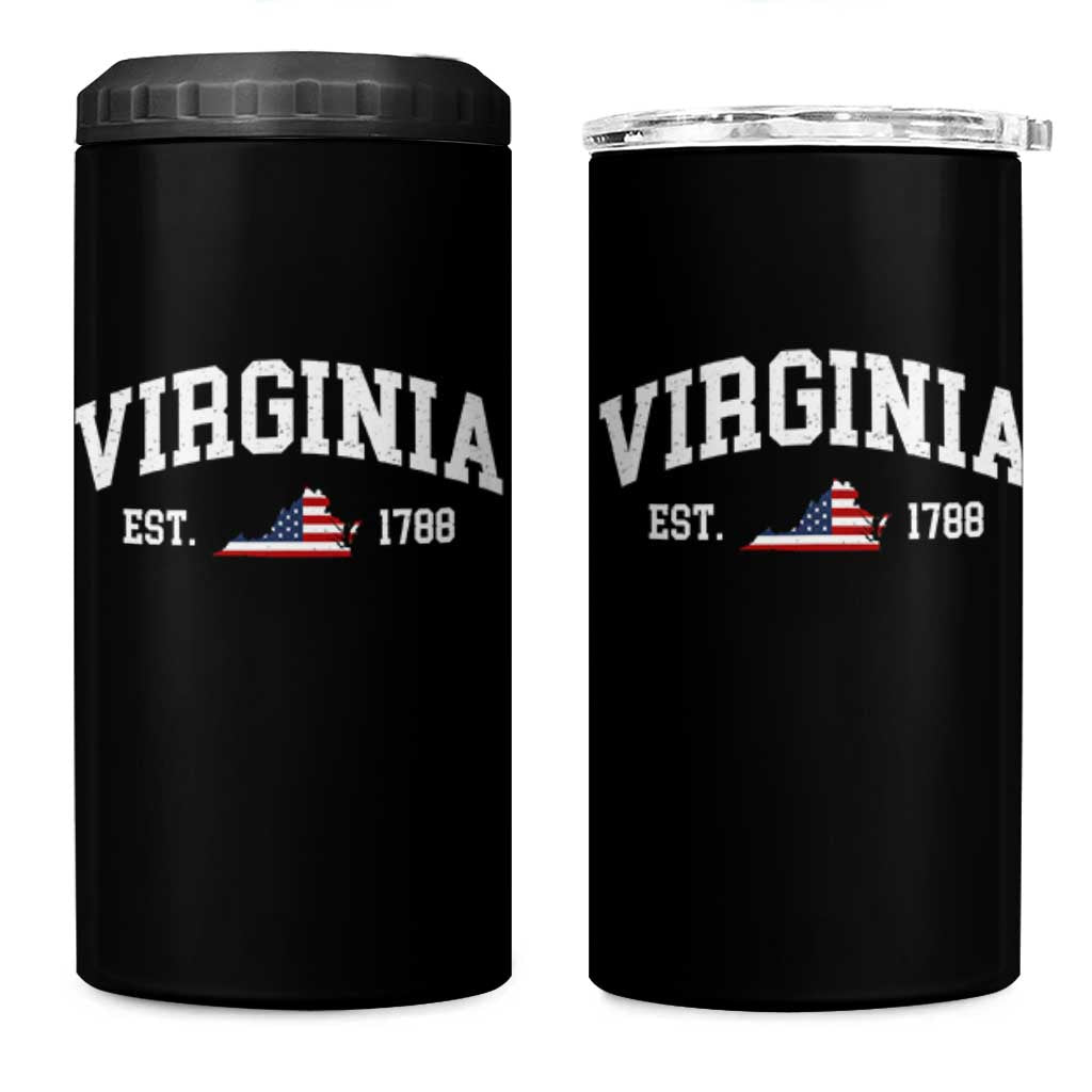 Virginia American Flag Map 4 in 1 Can Cooler Tumbler State Travel Souvenir