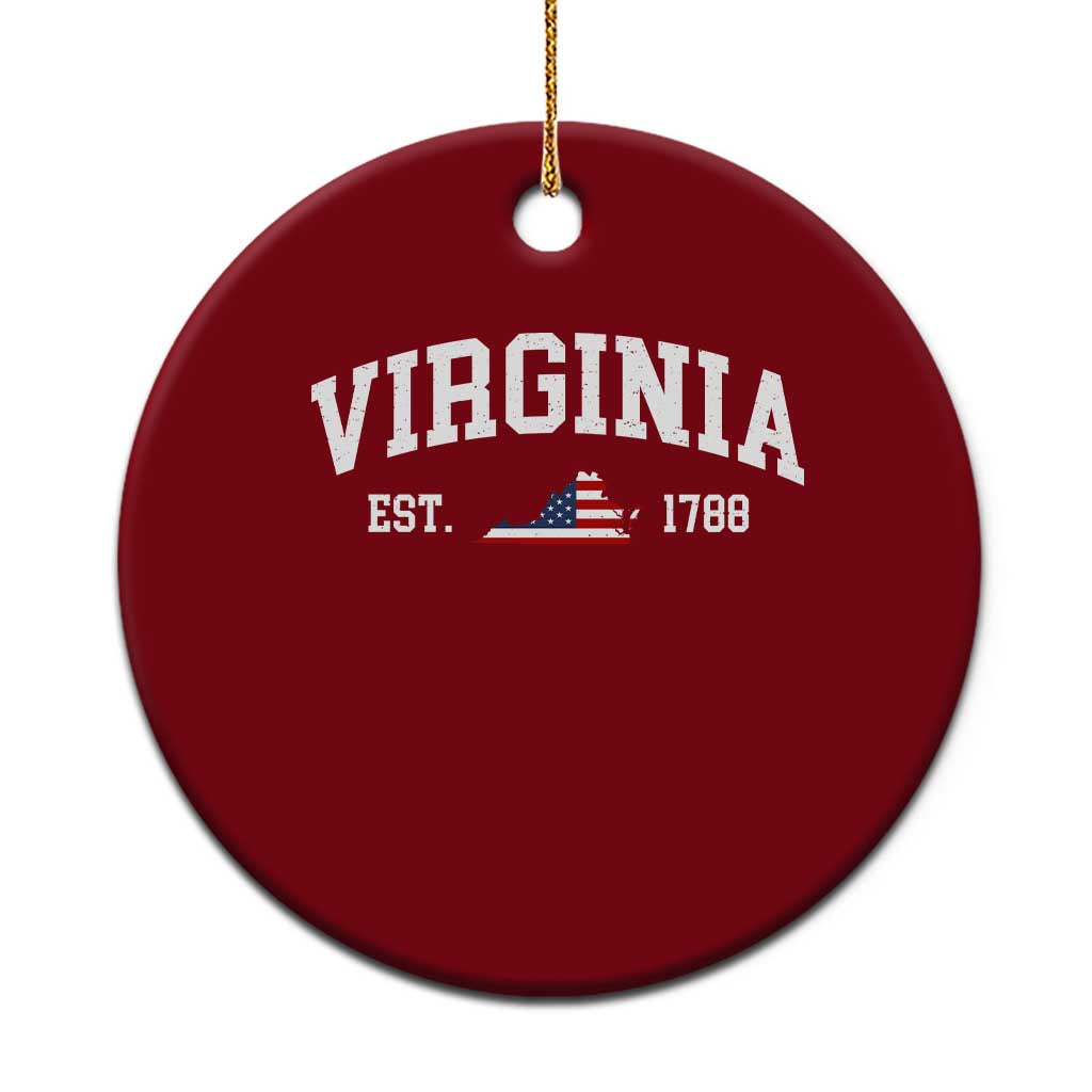 Virginia American Flag Map Ceramic Ornament State Travel Souvenir