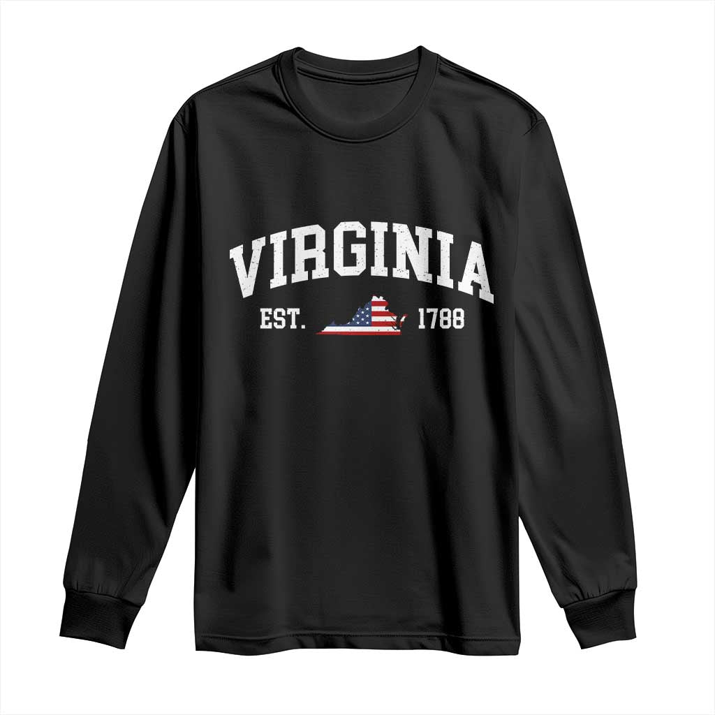 Virginia American Flag Map Long Sleeve Shirt State Travel Souvenir