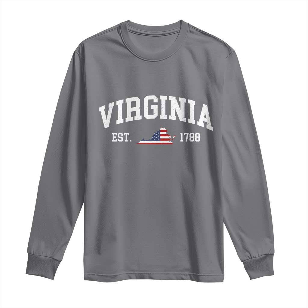 Virginia American Flag Map Long Sleeve Shirt State Travel Souvenir