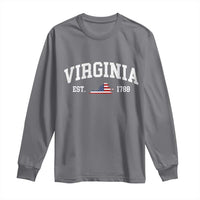 Virginia American Flag Map Long Sleeve Shirt State Travel Souvenir
