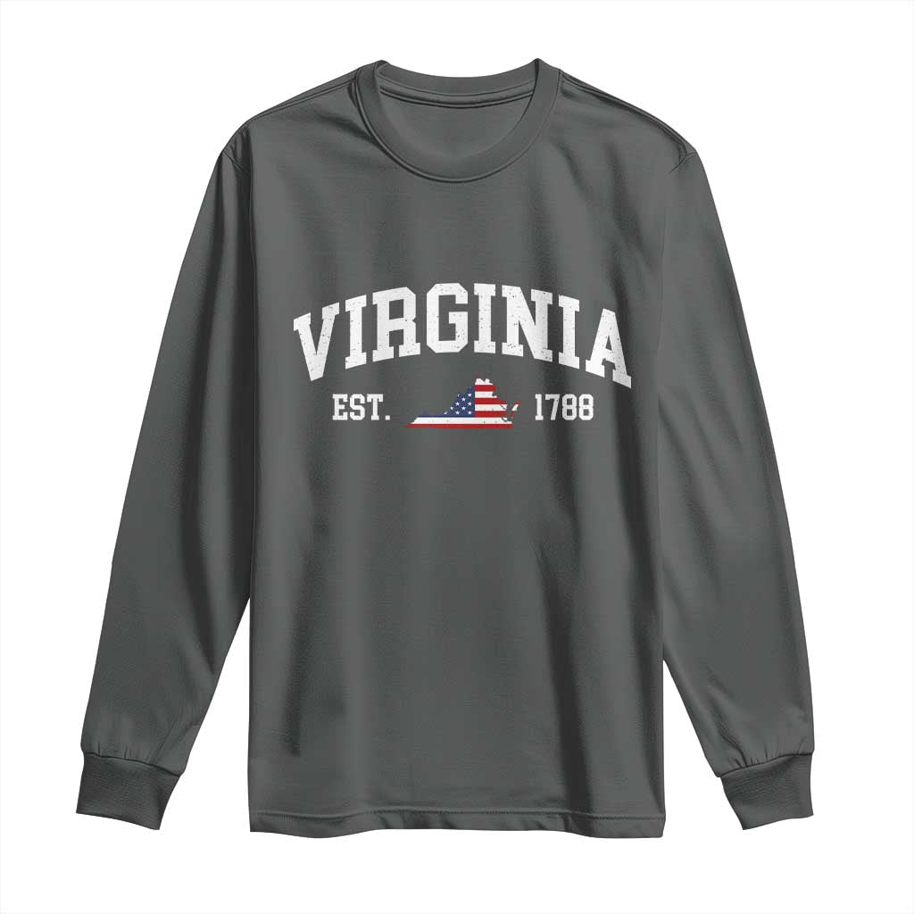 Virginia American Flag Map Long Sleeve Shirt State Travel Souvenir
