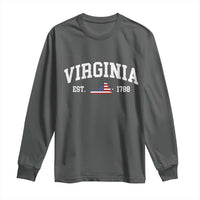 Virginia American Flag Map Long Sleeve Shirt State Travel Souvenir