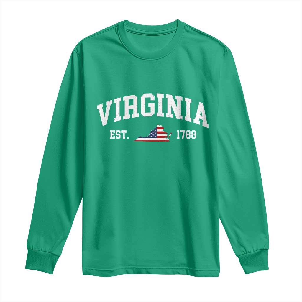 Virginia American Flag Map Long Sleeve Shirt State Travel Souvenir