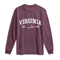 Virginia American Flag Map Long Sleeve Shirt State Travel Souvenir