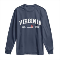 Virginia American Flag Map Long Sleeve Shirt State Travel Souvenir
