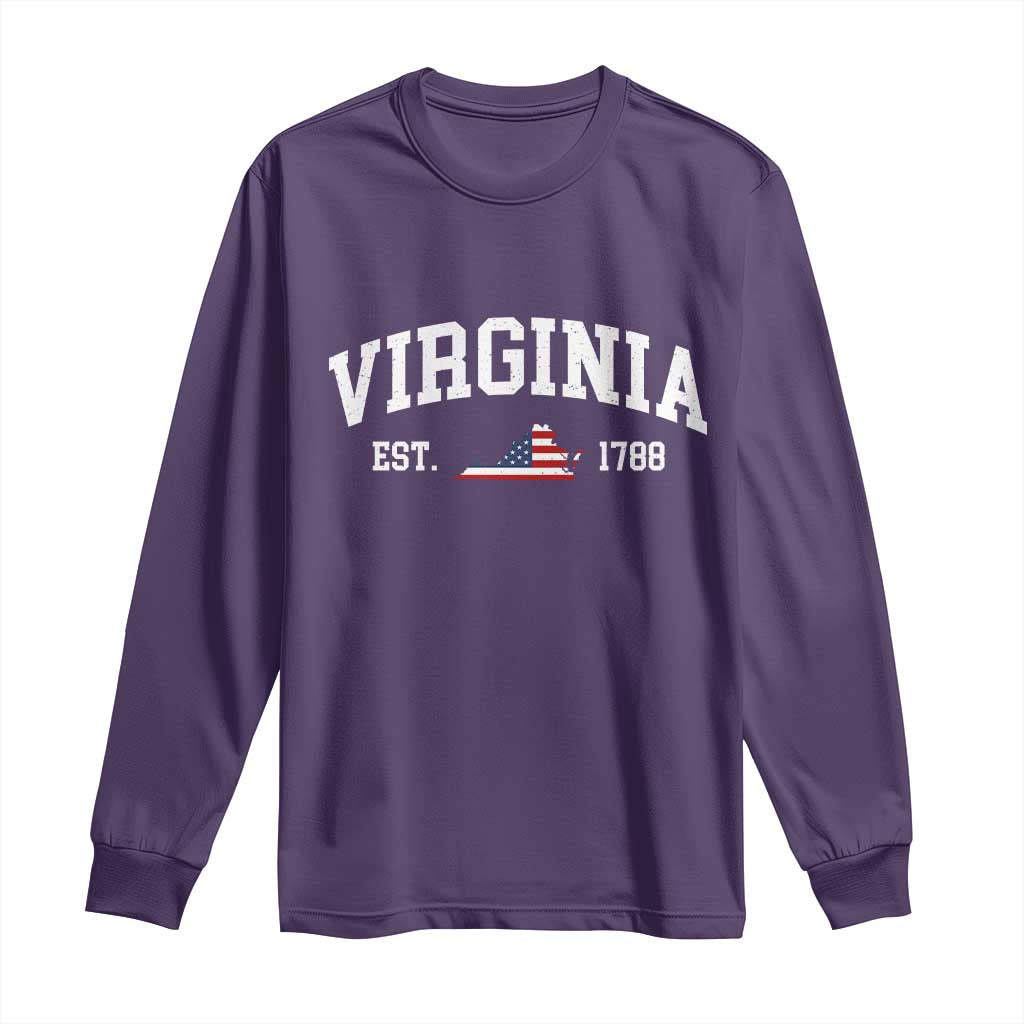Virginia American Flag Map Long Sleeve Shirt State Travel Souvenir