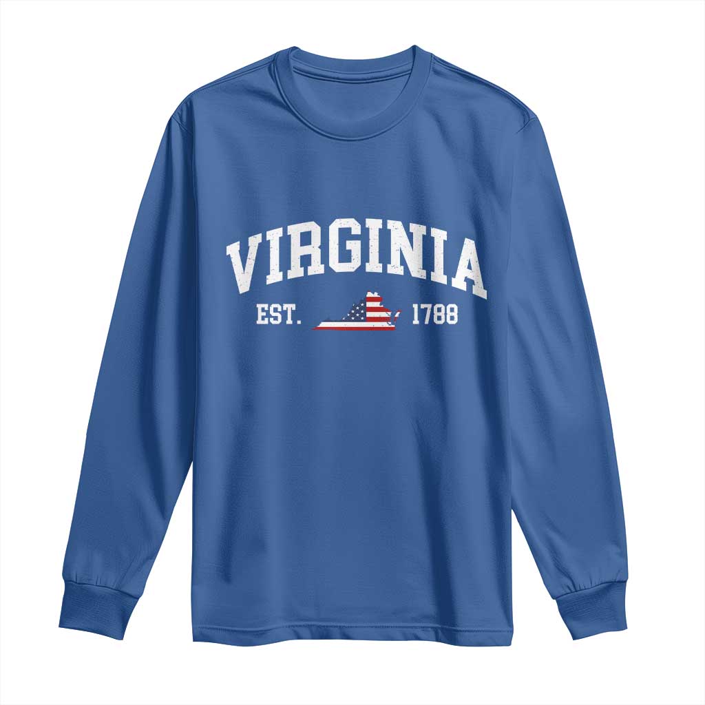 Virginia American Flag Map Long Sleeve Shirt State Travel Souvenir