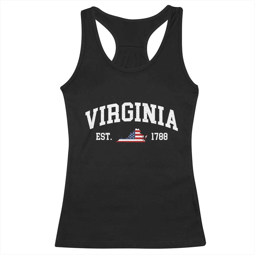 Virginia American Flag Map Racerback Tank Top State Travel Souvenir