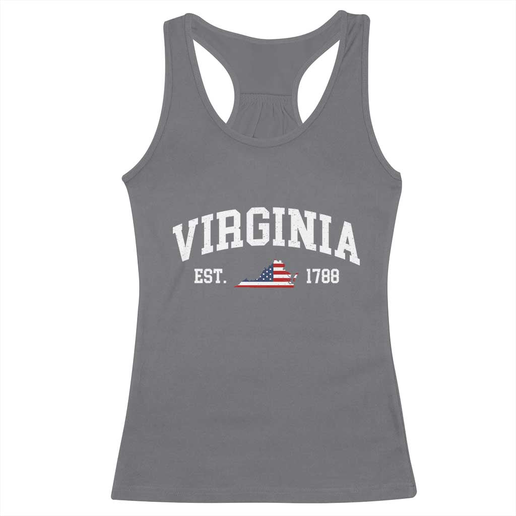 Virginia American Flag Map Racerback Tank Top State Travel Souvenir