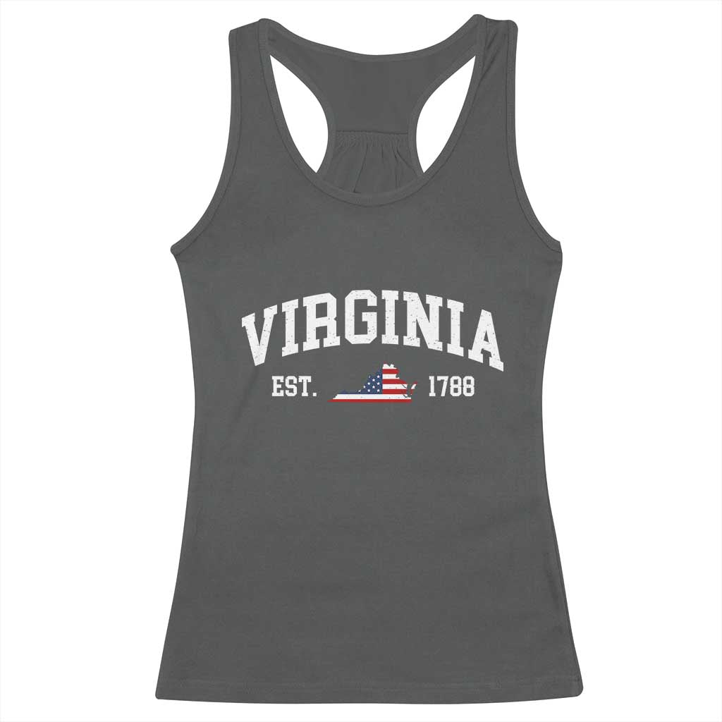 Virginia American Flag Map Racerback Tank Top State Travel Souvenir