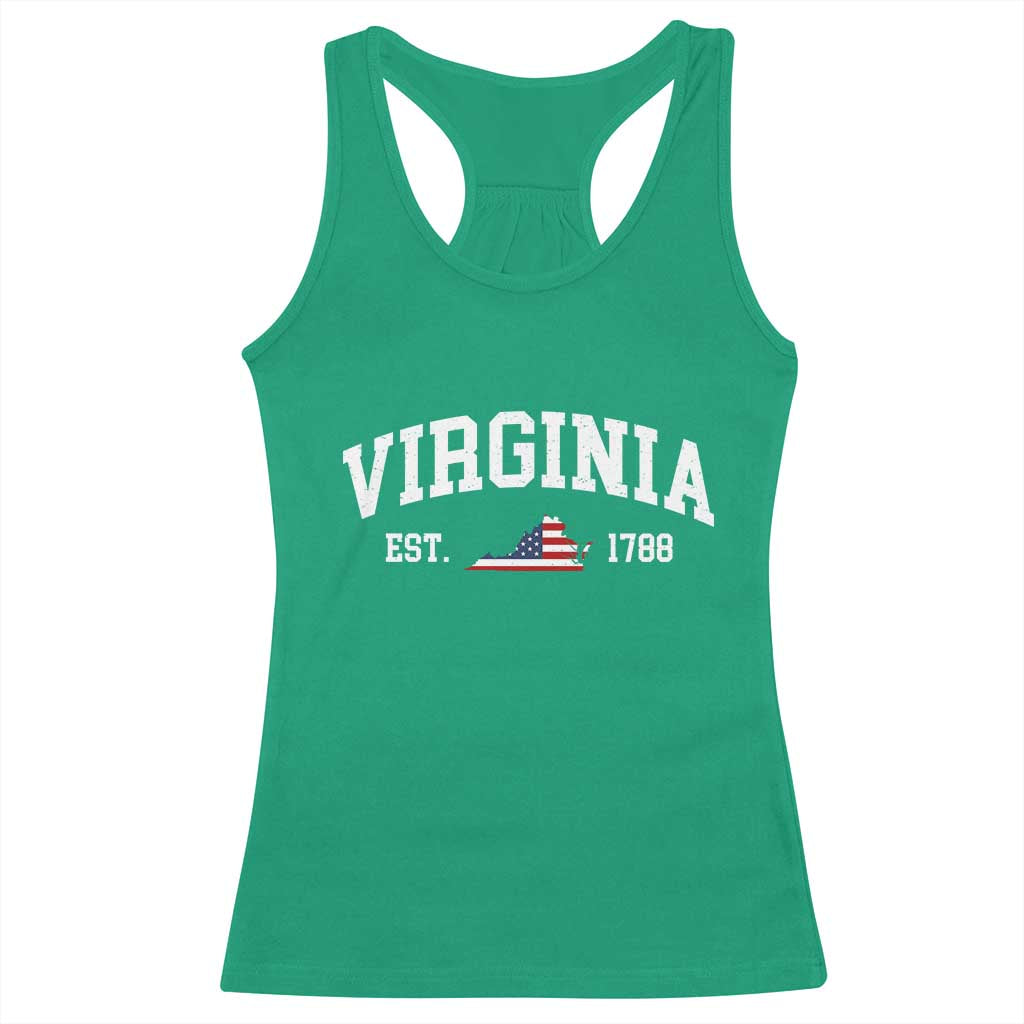 Virginia American Flag Map Racerback Tank Top State Travel Souvenir