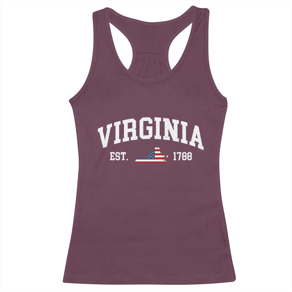 Virginia American Flag Map Racerback Tank Top State Travel Souvenir