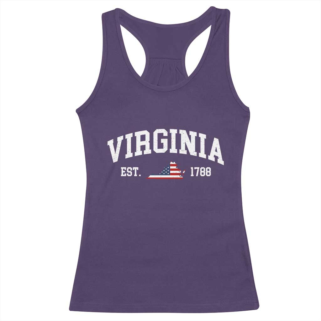 Virginia American Flag Map Racerback Tank Top State Travel Souvenir