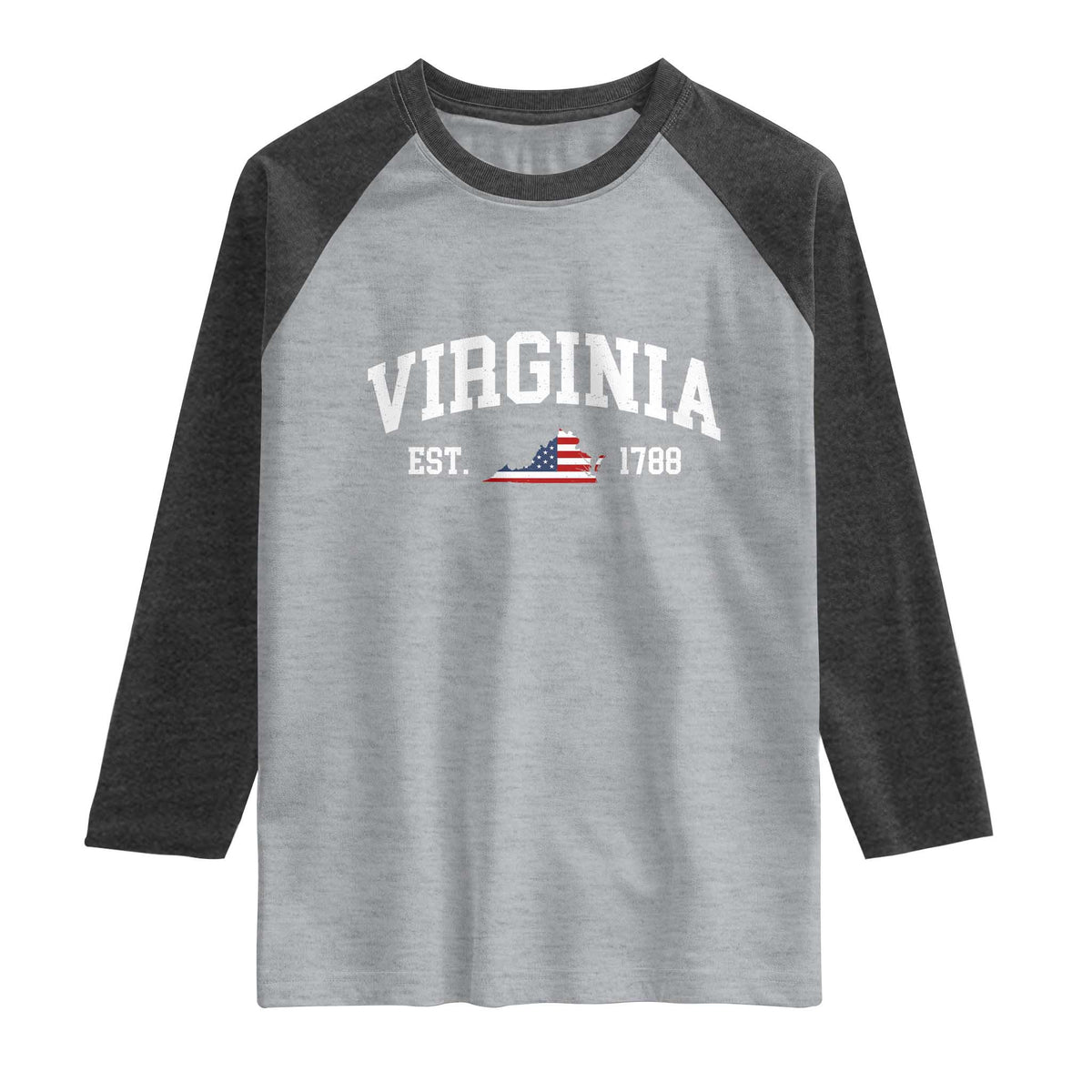 Virginia American Flag Map Raglan Shirt State Travel Souvenir