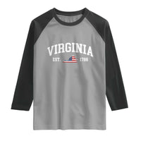 Virginia American Flag Map Raglan Shirt State Travel Souvenir