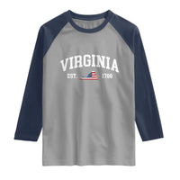 Virginia American Flag Map Raglan Shirt State Travel Souvenir