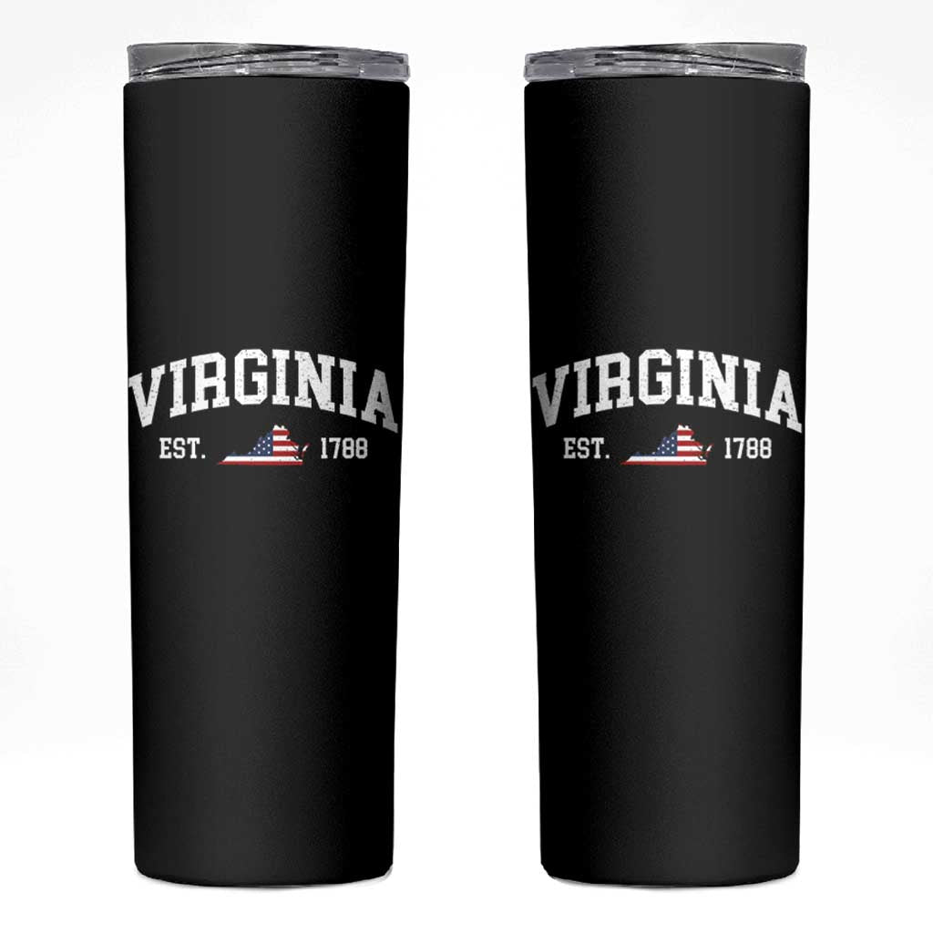 Virginia American Flag Map Skinny Tumbler State Travel Souvenir