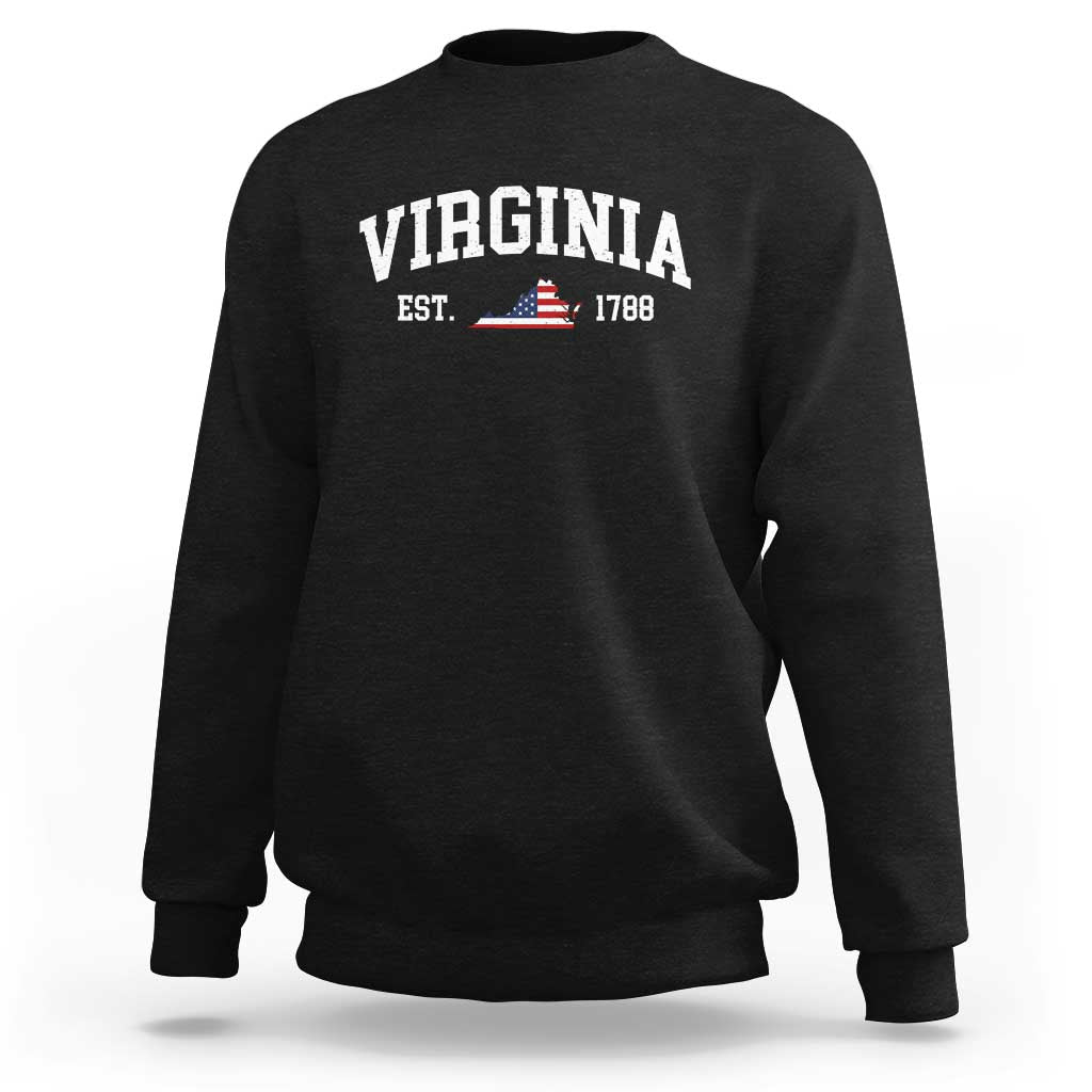 Virginia American Flag Map Sweatshirt State Travel Souvenir