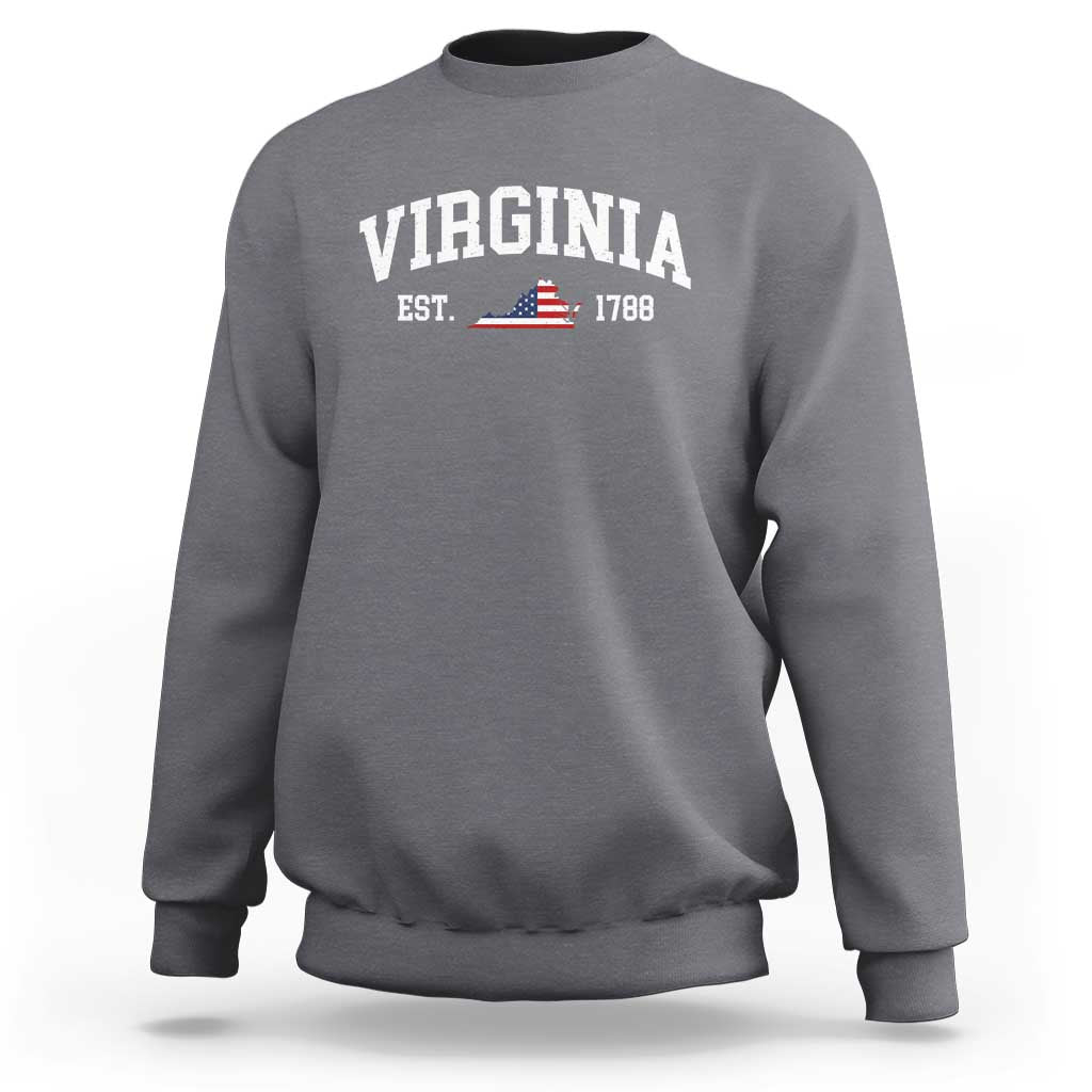 Virginia American Flag Map Sweatshirt State Travel Souvenir