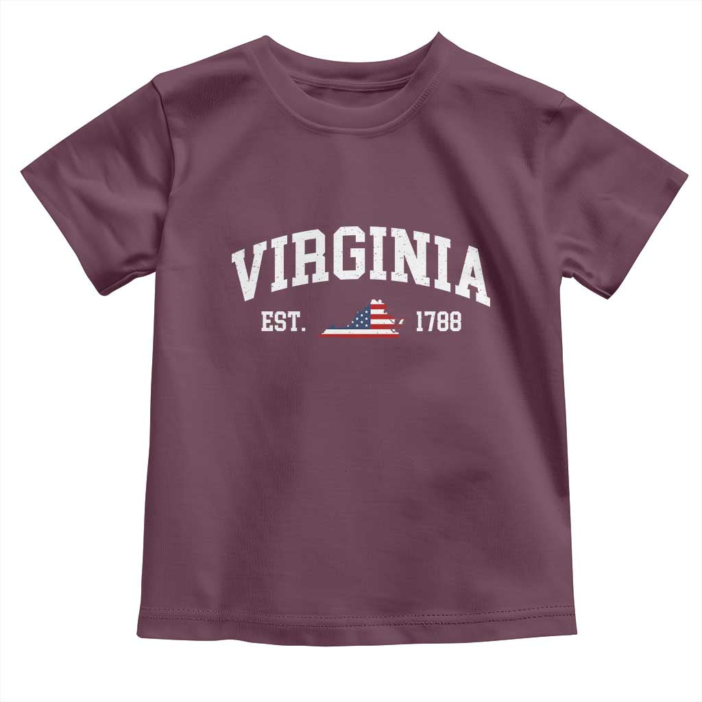 Virginia American Flag Map Toddler T Shirt State Travel Souvenir