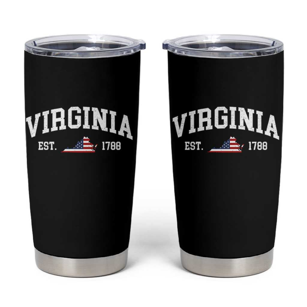 Virginia American Flag Map Tumbler Cup State Travel Souvenir