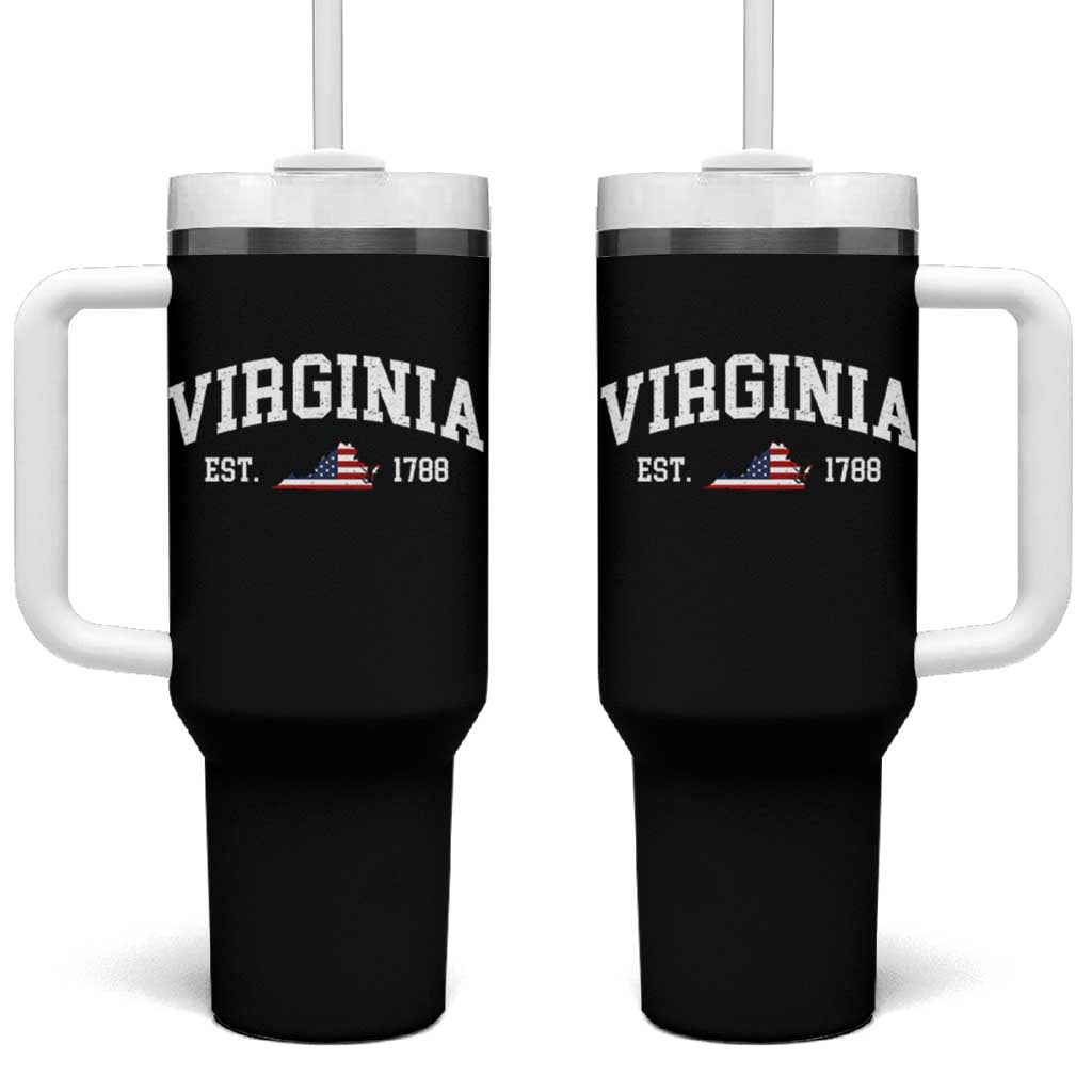 Virginia American Flag Map Tumbler With Handle State Travel Souvenir