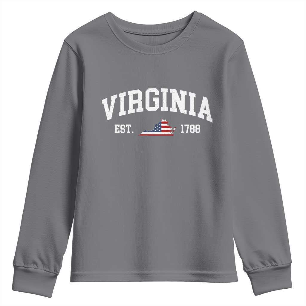 Virginia American Flag Map Youth Sweatshirt State Travel Souvenir