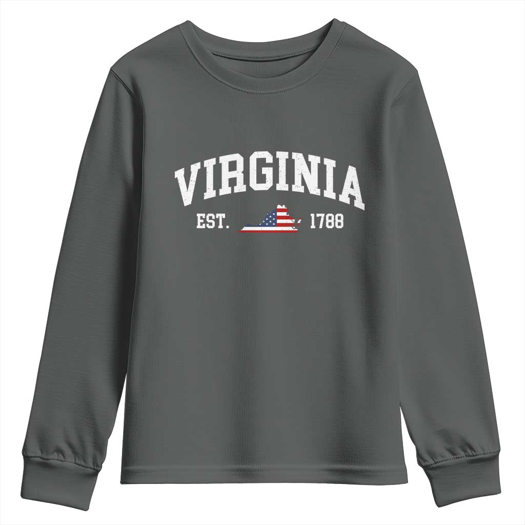 Virginia American Flag Map Youth Sweatshirt State Travel Souvenir