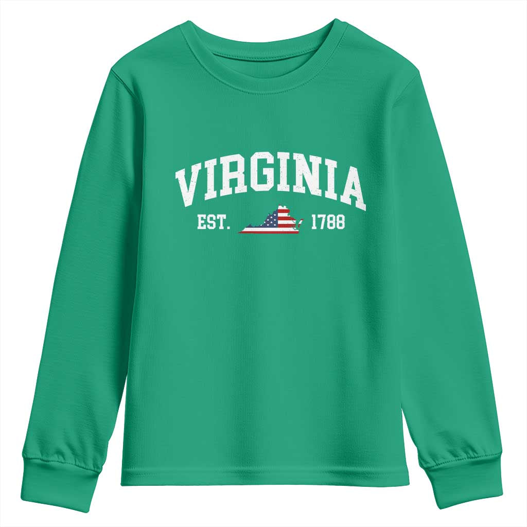 Virginia American Flag Map Youth Sweatshirt State Travel Souvenir