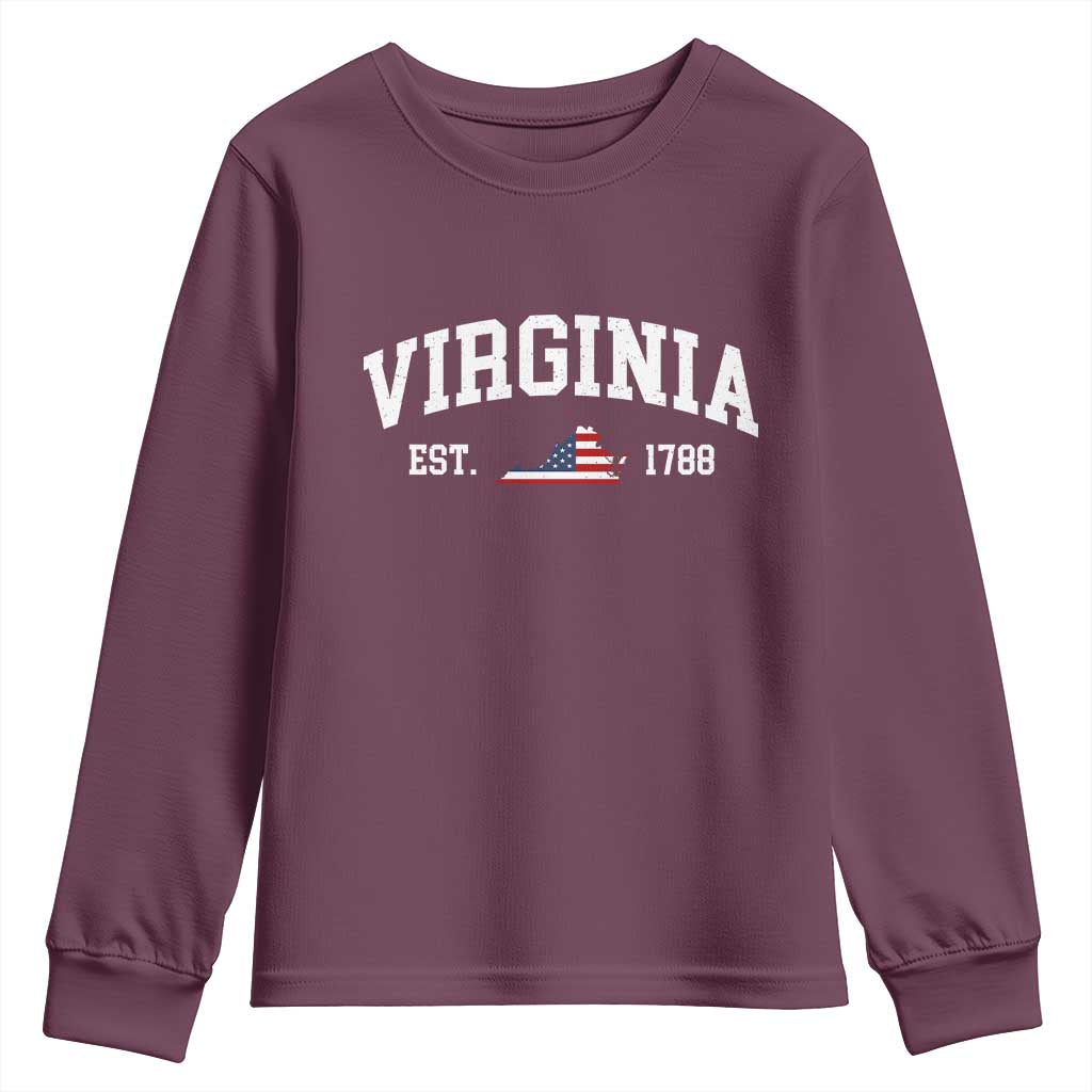 Virginia American Flag Map Youth Sweatshirt State Travel Souvenir