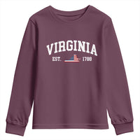 Virginia American Flag Map Youth Sweatshirt State Travel Souvenir