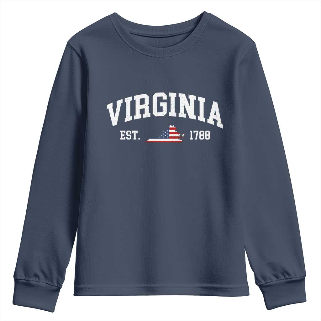 Virginia American Flag Map Youth Sweatshirt State Travel Souvenir