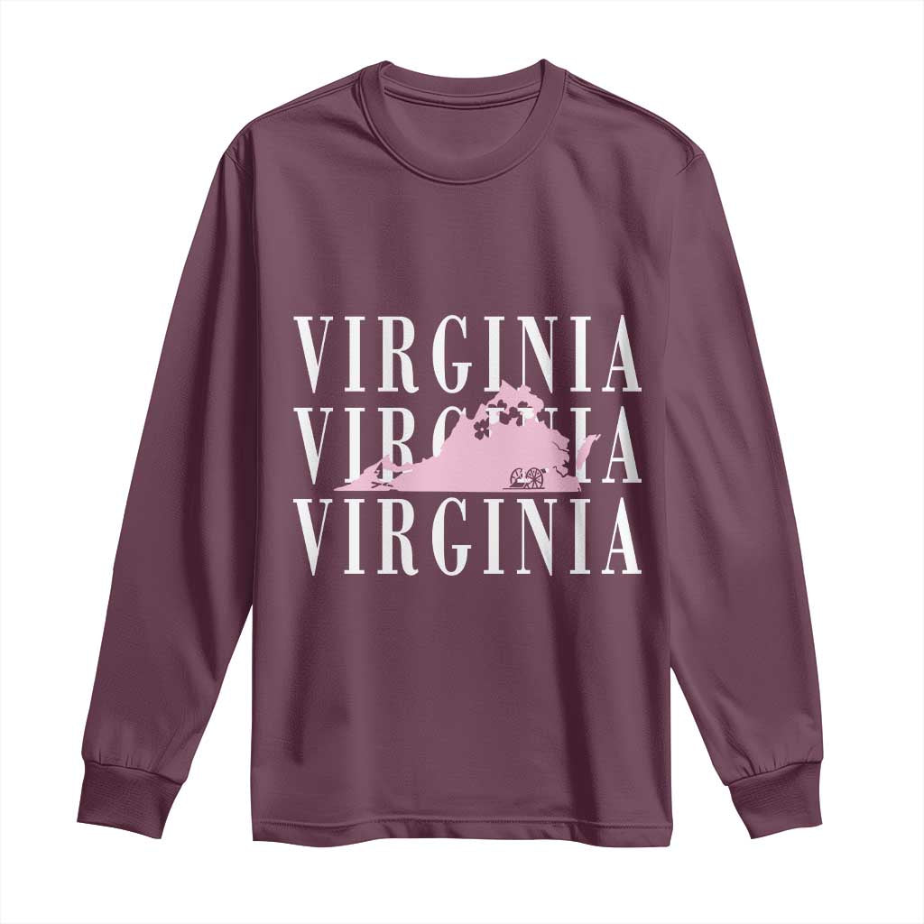 Virginia State Map Long Sleeve Shirt East Coast State Pride Travel Gift