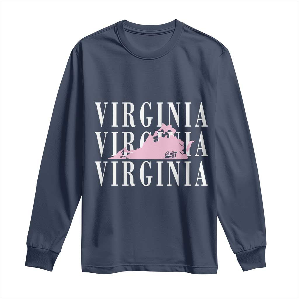 Virginia State Map Long Sleeve Shirt East Coast State Pride Travel Gift